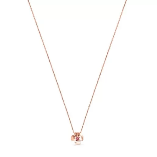 TOUS ATELIER Flor Necklace in Rose Gold with Rhodolite New