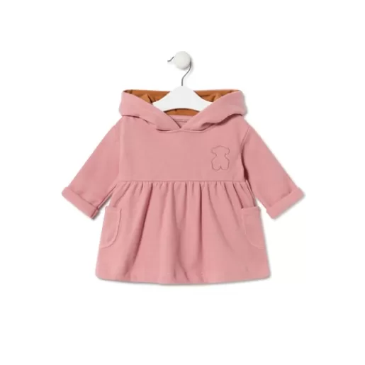 TOUS Baby girls hooded dress in Geome pink Outlet