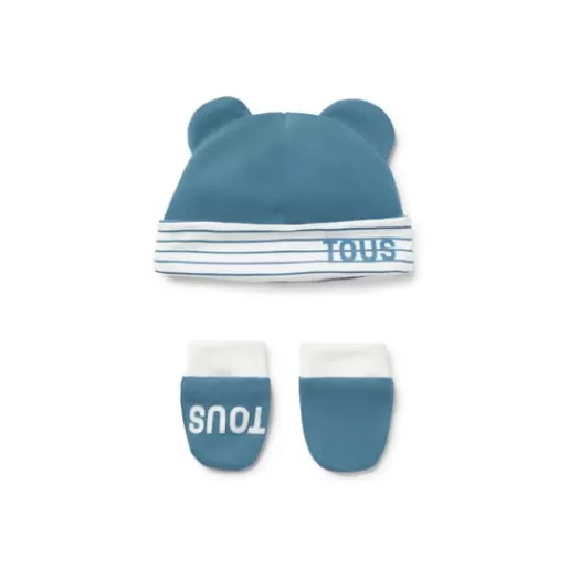 TOUS Baby hat and mittens set in Classic blue Cheap