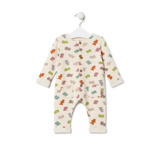 TOUS Baby playsuit with multicoloured bears in ecru Discount