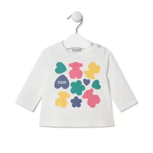 TOUS Bears, hearts and flowers t-shirt in Casual ecru Flash Sale