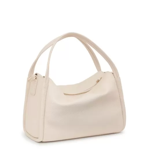 TOUS Beige leather City bag Miranda Beż Flash Sale