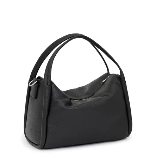 TOUS Black leather Miranda City bag Czerń Flash Sale