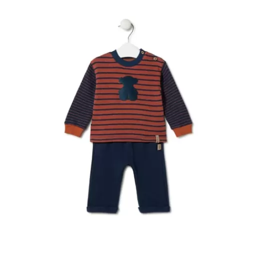 TOUS Boys plain and striped outfit in Black navy blue Outlet