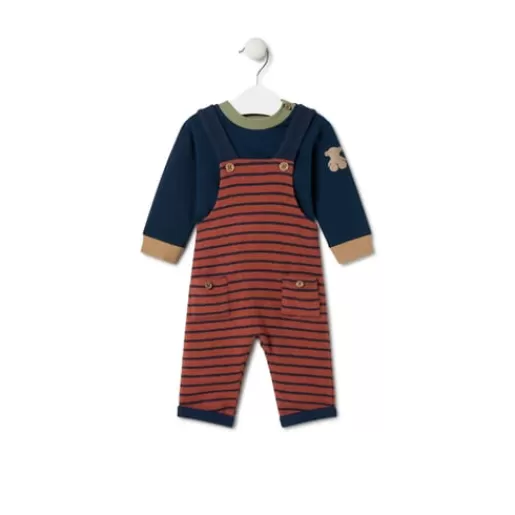 TOUS Boys plain and striped outfit in Blue navy blue Cheap