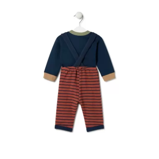 TOUS Boys plain and striped outfit in Blue navy blue Cheap