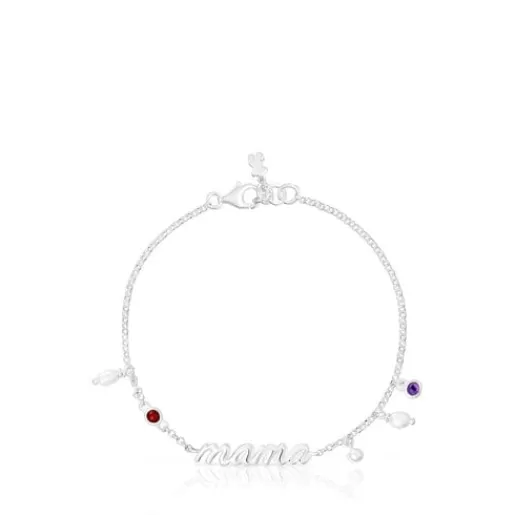 TOUS Bransoletka Mama ze srebra z perłami hodowanymi i kamieniami szlachetnymi Mama Discount