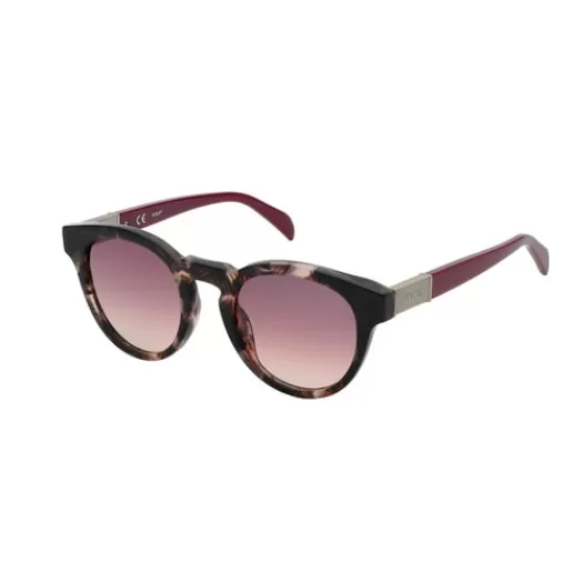 TOUS Burgundowe okulary przeciwsłoneczne Round Mesh Clearance