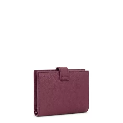 TOUS Burgundy leather Flap Card wallet Miranda Czerwień Cheap