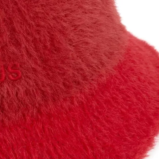 TOUS Czerwony beret Fluffy Czerwień Hot