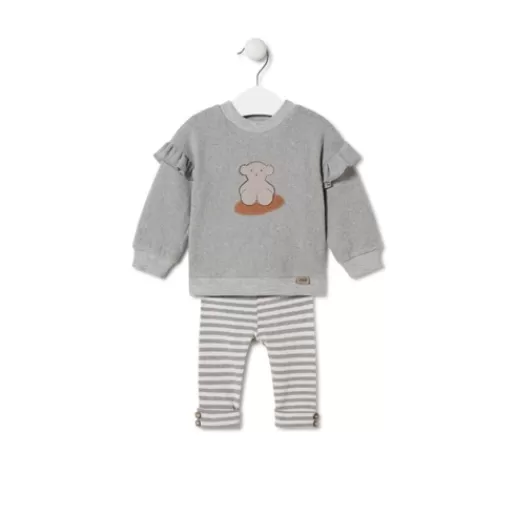TOUS Girls outfit in plain and striped fabrics in Grey grey Cheap