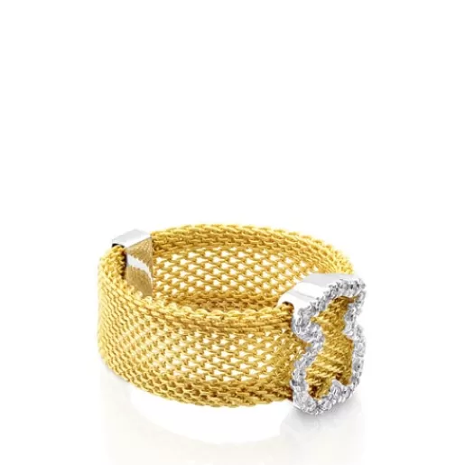 TOUS Gold Icon Mesh Ring in Gold with Diamonds Shop