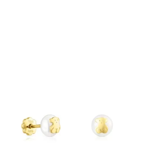 TOUS Gold Bear Earrings with Pearls Złoto Outlet