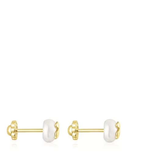 TOUS Gold Bear Earrings with Pearls Złoto Outlet