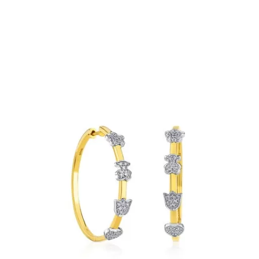 TOUS Gold Puppies Earrings with Diamond Clearance