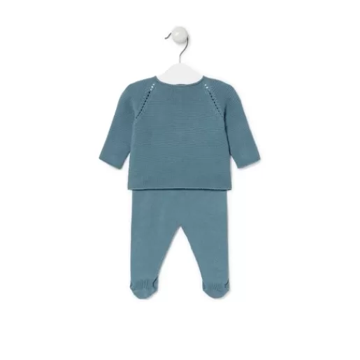 TOUS Knitted baby outfit in Tricot blue Store