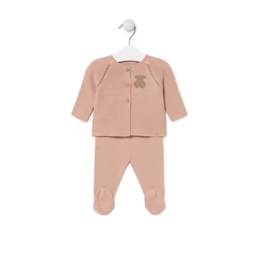 TOUS Knitted baby outfit in Tricot pink Store