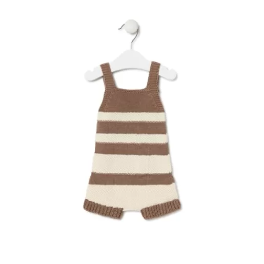 TOUS Knitted baby romper in Tricot stripy beige Shop