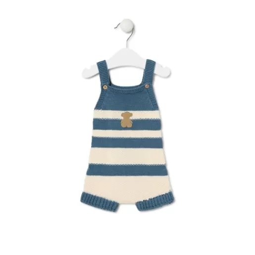 TOUS Knitted baby romper in Tricot stripy blue Clearance