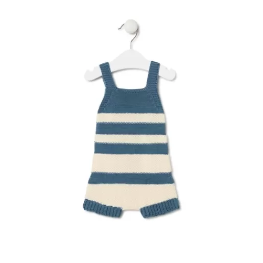 TOUS Knitted baby romper in Tricot stripy blue Clearance