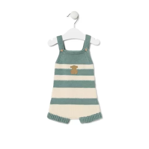 TOUS Knitted baby romper in Tricot stripy green Shop