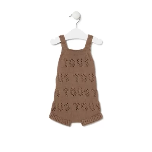 TOUS Knitted baby romper in Tricot logo beige Best Sale