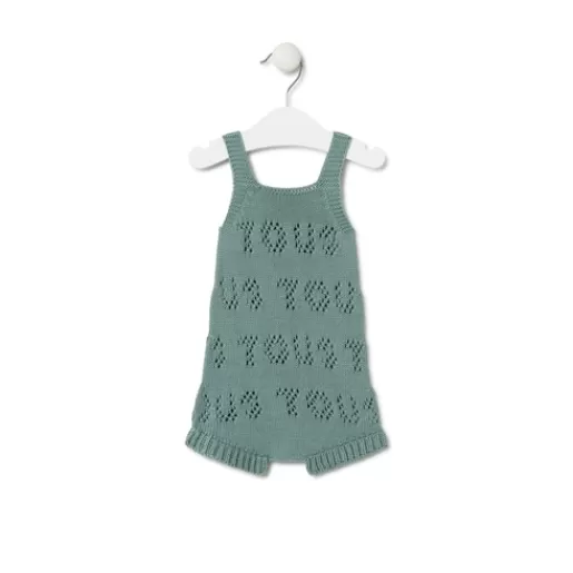 TOUS Knitted baby romper in Tricot logo green Hot