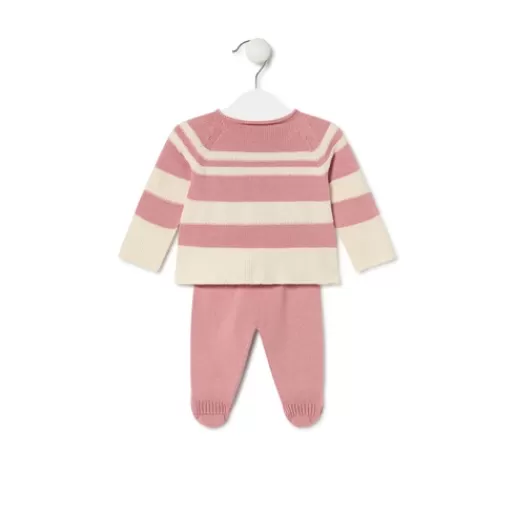 TOUS Knitted baby set in Tricot stripy pink Sale