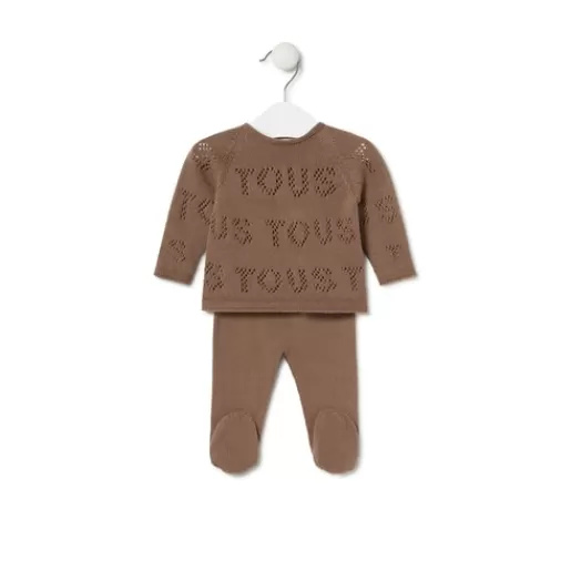 TOUS Knitted baby set in Tricot logo beige Store