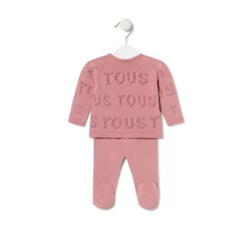 TOUS Knitted baby set in Tricot logo pink Cheap