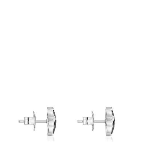 TOUS Kolczyki 10 mm ze srebra z misiem z onyksu Icon Color Discount