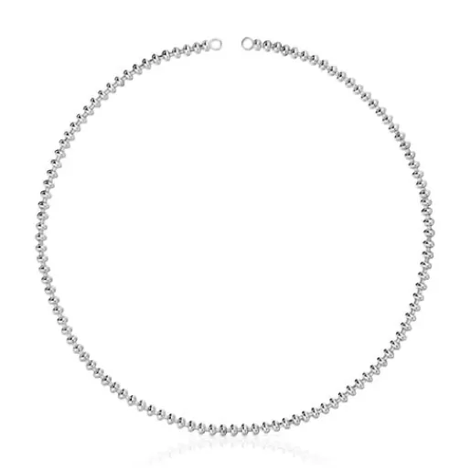 TOUS Krótki naszyjnik ze srebra z motywami w kształcie kulki 51,5 cm Hold Oval Srebro Best