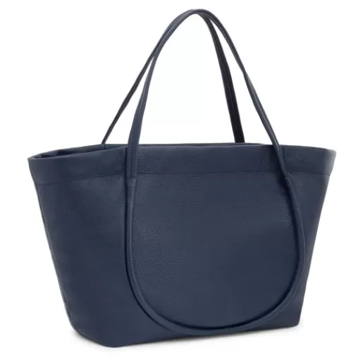 TOUS Large navy blue leather Tote bag Miranda Niebieski Cheap