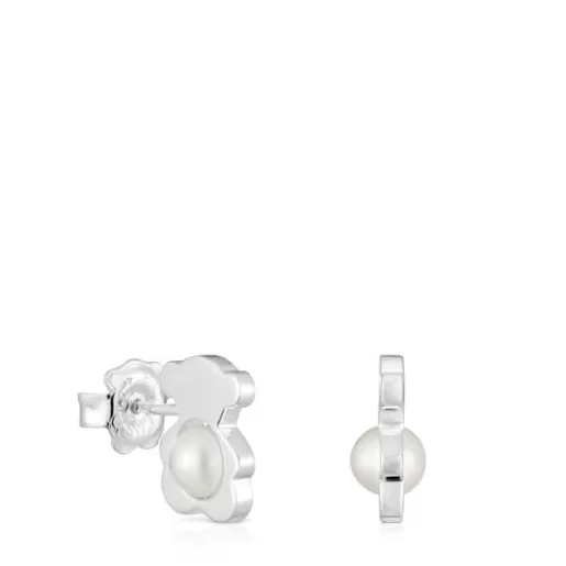 TOUS Małe kolczyki ze srebra w kształcie misia, z perłami hodowlanymi 12 mm I-Bear Srebro Discount