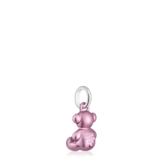 TOUS Mały wisiorek z jasnoróżowej stali, z misiem Bold Bear Stal/Srebro Fashion