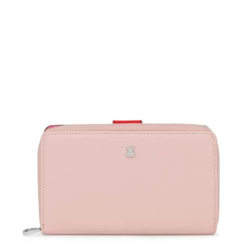 TOUS Medium pink and beige New Dubai Wallet Róż Best Sale