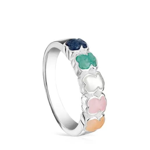 TOUS Mini Color - Pierścionek ze srebra z motywami misia z kamieni Cheap