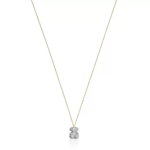 TOUS Naszyjnik Bold Bear ze złota, z motywem misia i diamentem 0,58 ct Przezroczysty Sale