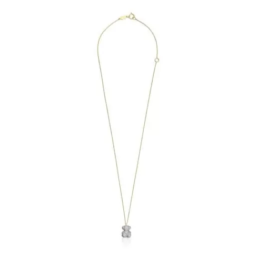 TOUS Naszyjnik Bold Bear ze złota, z motywem misia i diamentem 0,58 ct Przezroczysty Sale