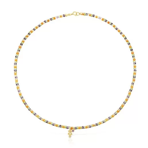 TOUS Naszyjnik choker Teddy Bear wykonany ze złota z kamieniami szlachetnymi Cheap