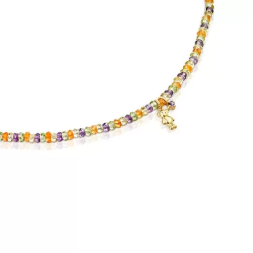 TOUS Naszyjnik choker Teddy Bear wykonany ze złota z kamieniami szlachetnymi Cheap