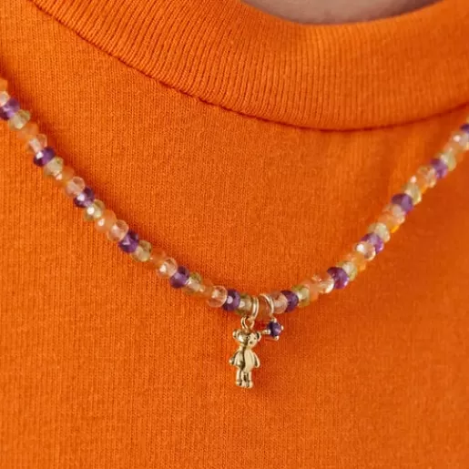 TOUS Naszyjnik choker Teddy Bear wykonany ze złota z kamieniami szlachetnymi Cheap