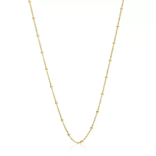 TOUS Naszyjnik choker ze srebra pokrytego 18-karatowym złotem, z naprzemiennymi kulkami, o długości 60 cm Basics Cheap