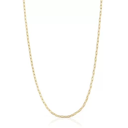 TOUS Naszyjnik choker ze srebra pokrytego 18-karatowym złotem, z owalnymi pierścieniami, o długości 50 cm Basics Best
