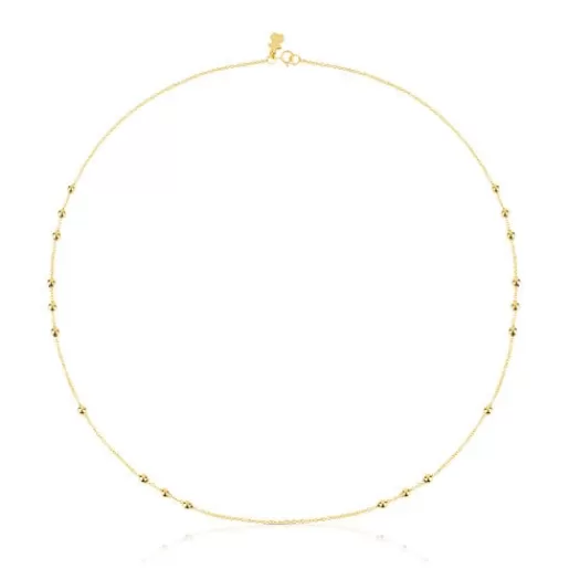 TOUS Naszyjnik choker ze złota z 8 grupami naprzemiennych kulek o długości 45 cm Chain Fashion