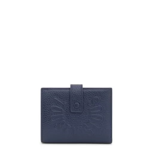 TOUS Navy blue leather Flap Card wallet Miranda Niebieski Store