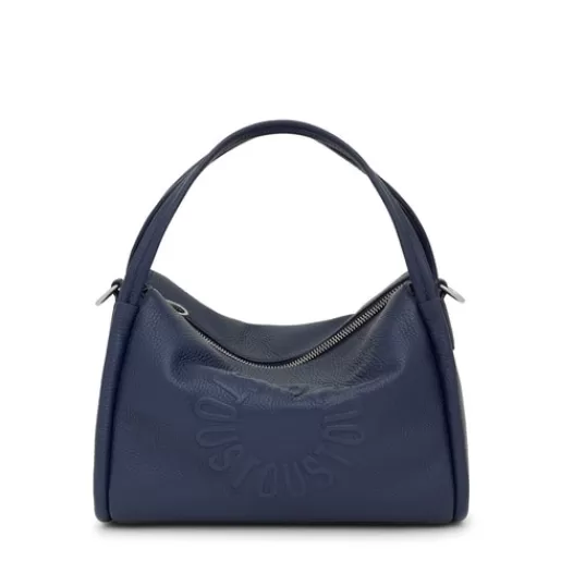 TOUS Navy blue leather Miranda City bag Niebieski Sale