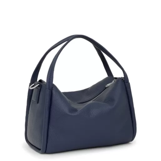 TOUS Navy blue leather Miranda City bag Niebieski Sale