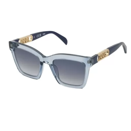 TOUS Niebieskie okulary przeciwsłoneczne Metal Logo Discount