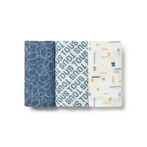 TOUS Pack of 3 muslins in MMuse blue Sale